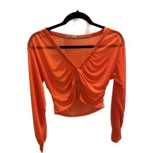 Urban Outfitters Orange Mesh Blouse Medium